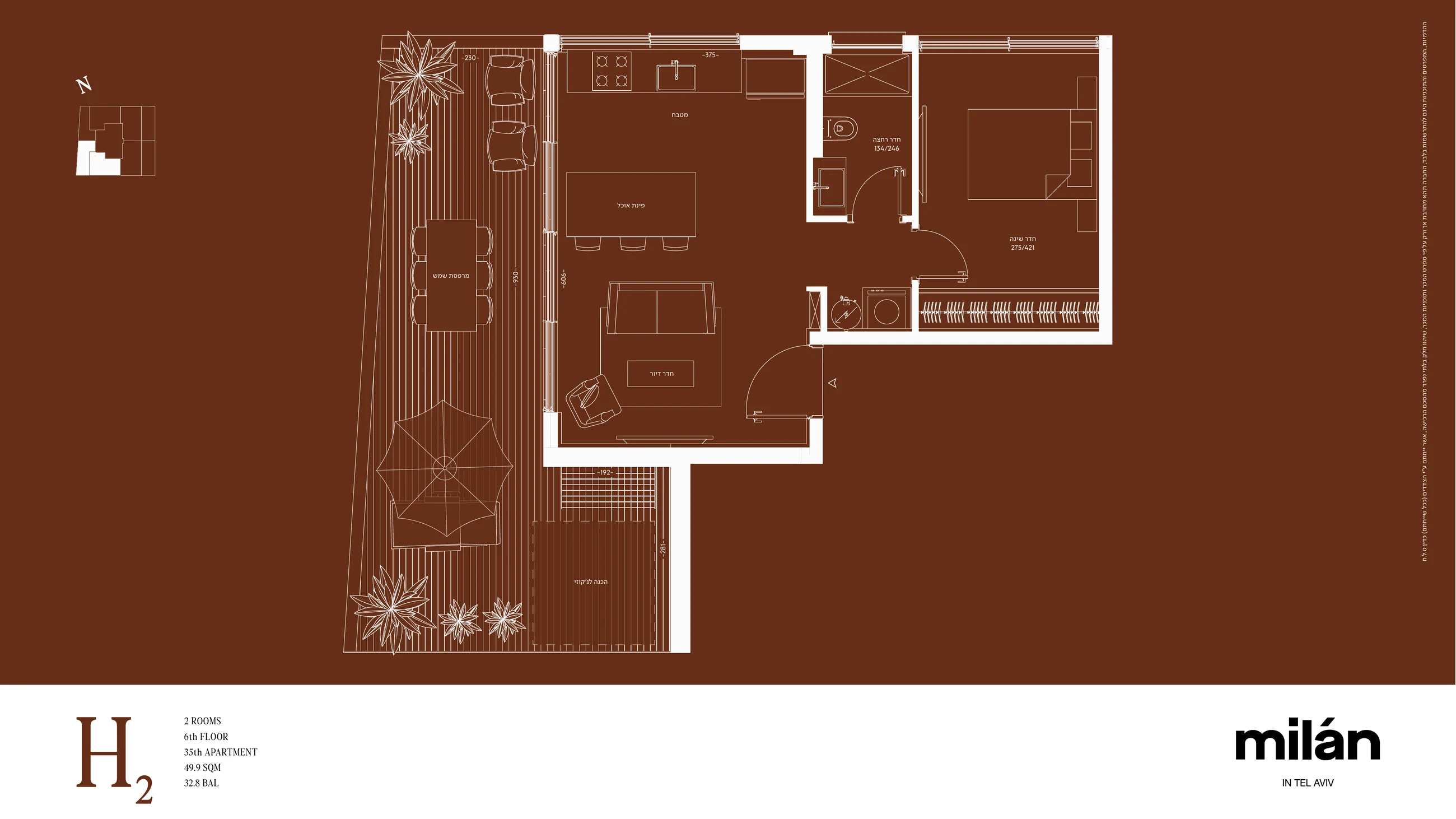 Milan apartment 35 type H2 floor plan