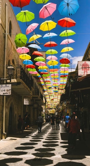 jerusalem colorful umbrellas