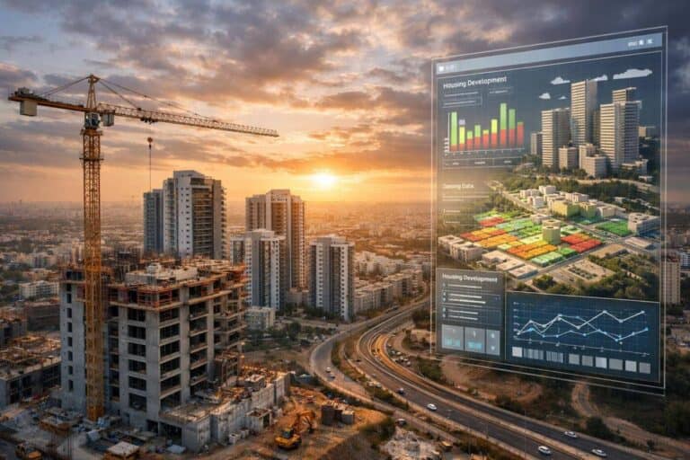 Modern urban skyline in Israel representing digital upgrades and accelerated housing development
