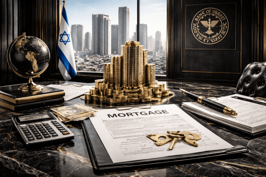 Mortgage and real estate finance Israel bank concept.