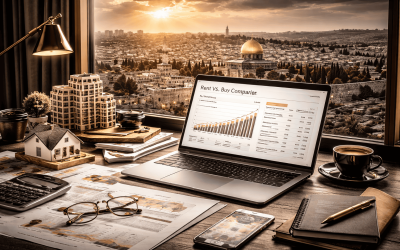 Real estate investment analysis on laptop screen shown.