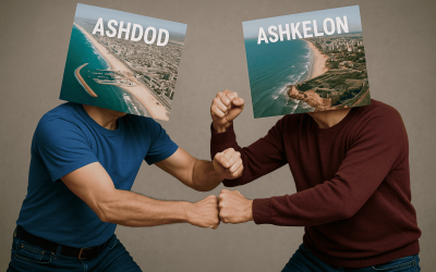 Ashdod vs Ashkelon city Israel beach scenery.