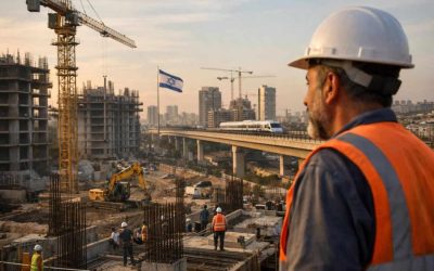 Modern construction site in Tel Aviv illustrating 2026 Israeli real estate development and infrastructure growth