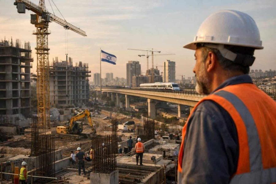 Modern construction site in Tel Aviv illustrating 2026 Israeli real estate development and infrastructure growth
