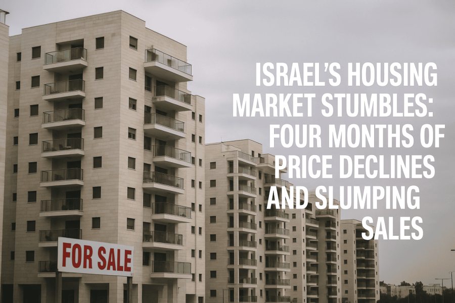Israel housing market declines with falling prices and sales.