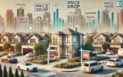 A 3D rendering of a residential neighborhood with houses, cars, and a central building, surrounded by tall buildings and a city skyline.