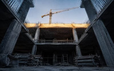 abandoned atrium beneath the crane