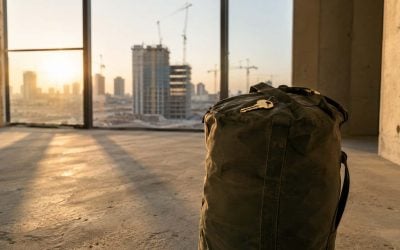 army bag in an empty apartment in central israel