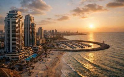 Modern high-rise real estate developments along the Ashdod coastal skyline