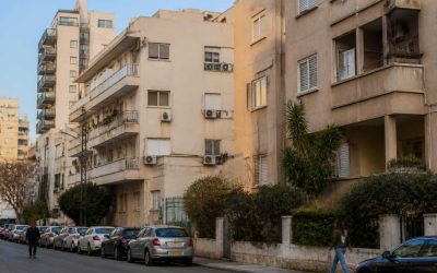 Apartment buildings in an Israeli coastal city with residential balconies and modern towers