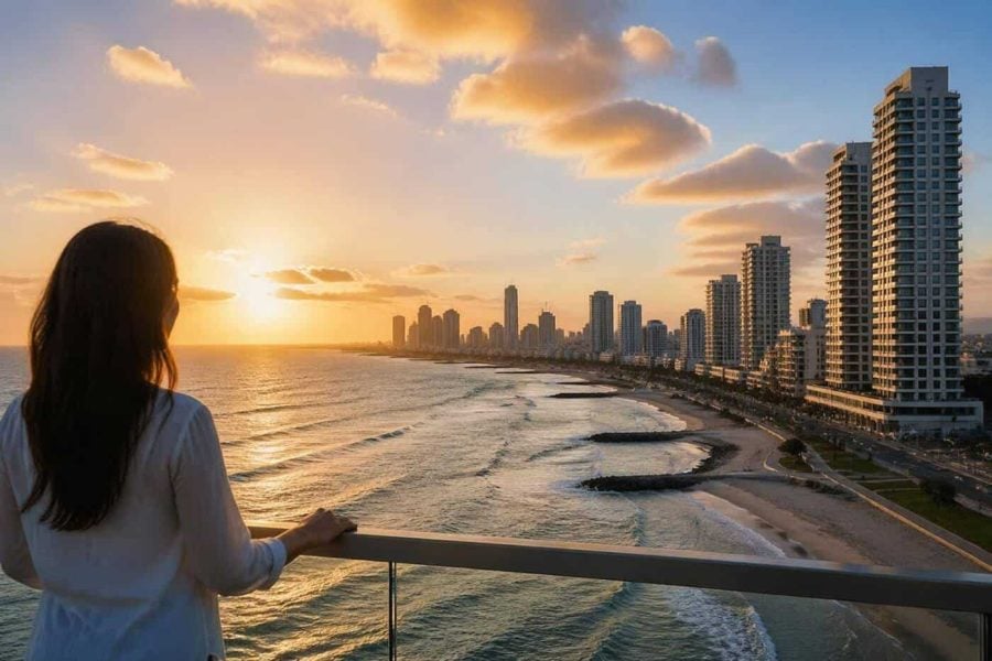 Bat Yam coastline highlighting the coastal property price gap near Tel Aviv