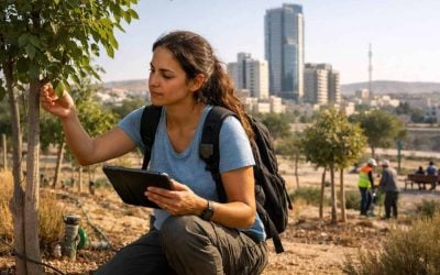 Digital map visualization of 59,000 trees in Be’er Sheva as part of the Digital Oasis open data project
