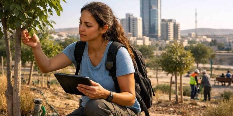 Digital map visualization of 59,000 trees in Be&rsquo;er Sheva as part of the Digital Oasis open data project