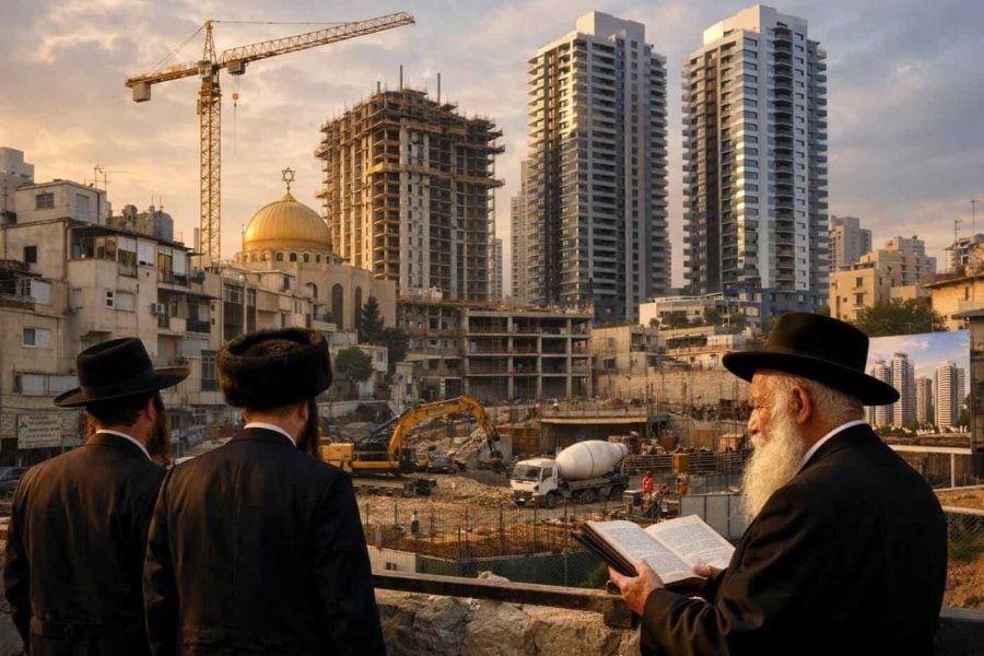 Aerial view of Bnei Brak highlighting new urban zoning developments and real estate investment projects