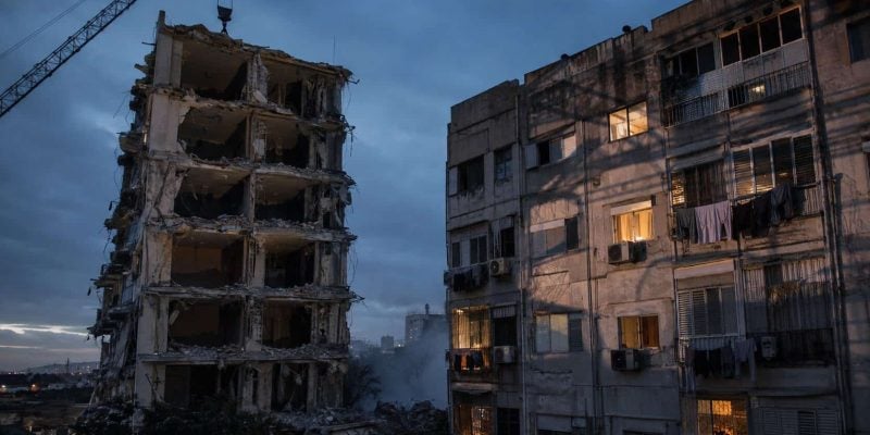 broken buildings in israel