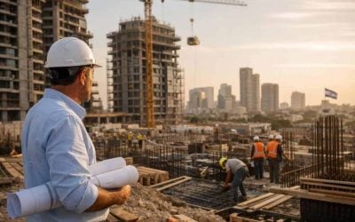 Modern skyline under construction representing growth and accountability in Israel's real estate sector