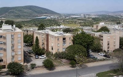 Apartment buildings in Migdal HaEmek near roads and local employment areas