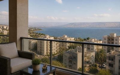 Modern apartment balcony overlooking the Sea of Galilee in Tiberias