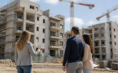 Modern residential construction site in Israel with apartment buildings under development