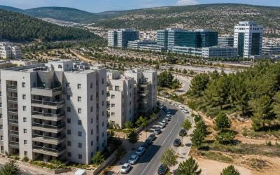 Modern apartment buildings in Yokneam Illit near a high-tech business district