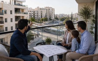 Family comparing apartment size with commute and community access in Israel