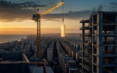 crane holding a gold bar