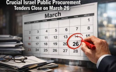 Calendar highlighting the March 26 deadline for crucial Israel public procurement tenders
