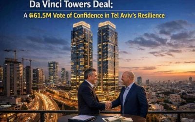 Exterior view of Da Vinci Towers in Tel Aviv skyline representing the ₪61.5M real estate deal