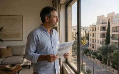 Homeowner by a window holding a listing sheet, weighing whether to take a property off the market