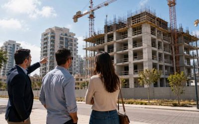 New Israeli apartment project viewed from a quiet construction edge