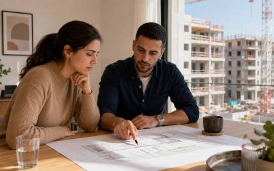 Buyer reviewing new project phase plans before reserving an apartment in Israel