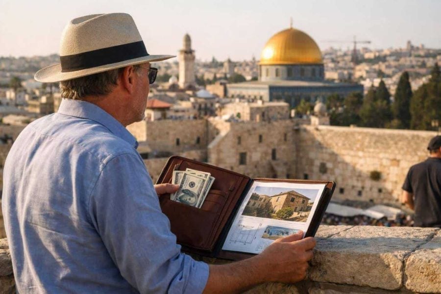 Historic Jerusalem stone building facade representing luxury real estate investment opportunities for foreign buyers