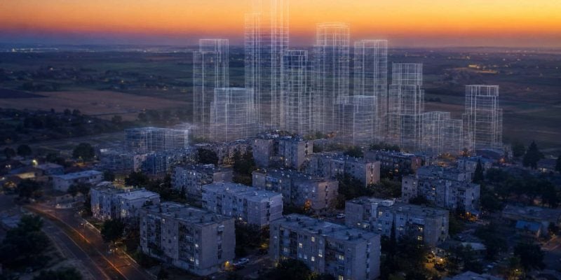 dusk over old and new skyline