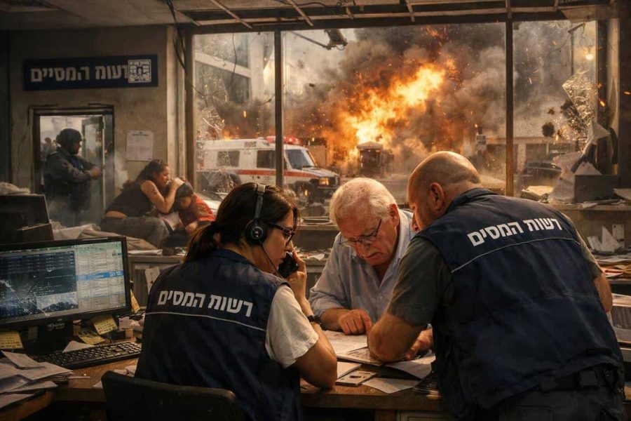 Tax Authority building exterior representing essential services adaptations during security operations