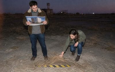 exploring an abandoned airfield at dusk