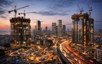 Modern Israeli city skyline showcasing rapid construction and urban renewal