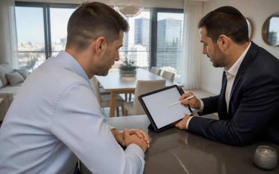Residential investor reviewing Israeli property financing numbers with an advisor