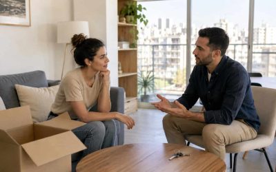 Apartment keys and simple furnishings during a rental negotiation in Israel