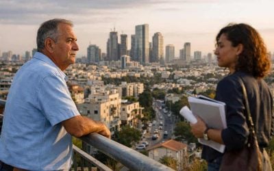 Skyline of Givatayim showing modern urban renewal projects and construction cranes