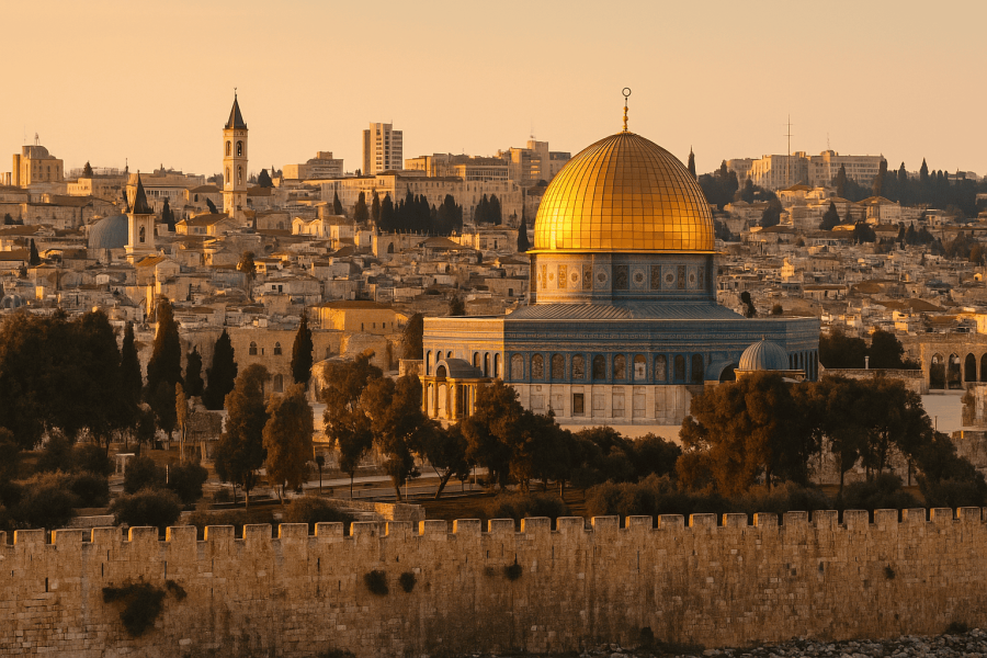 Dome of the Rock in Jerusalem, Israel cityscape.