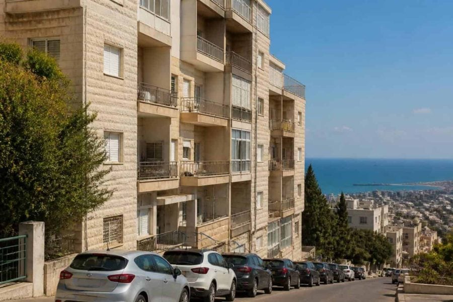 Residential apartment building on a quiet street in Haifa