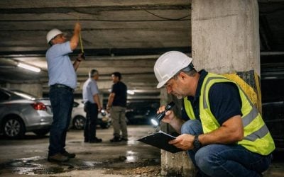Construction site of a TAMA-38 residential building project in Haifa showing underground foundations