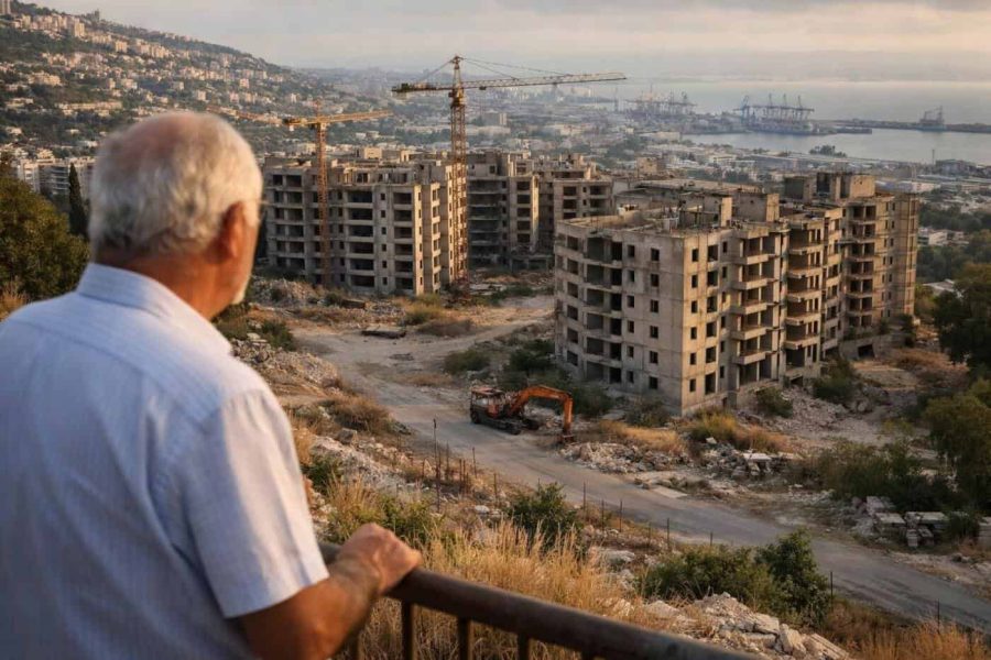 View of Haifa city skyline and potential construction site for the 2,850 home housing project