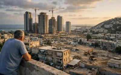 Architectural rendering of the massive urban renewal project and skyline transformation in Kiryat Eliezer, Haifa