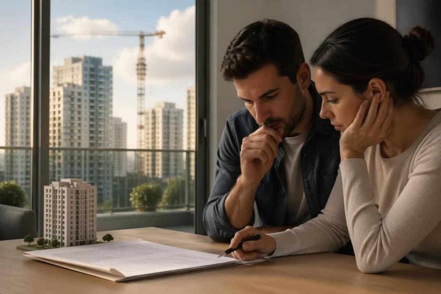Buyer reviewing a new-home purchase contract in Ramat Gan for hidden discounts