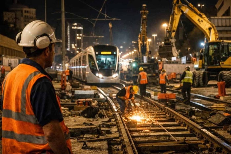 Overnight urban mobility infrastructure construction and upgrades in Jerusalem and Tel Aviv