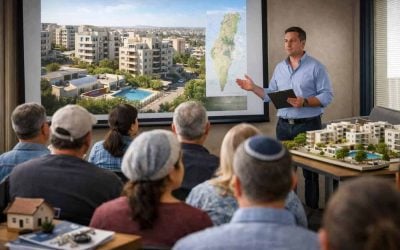 Olim attending an Israel home-buying briefing to gain timely insights on the real estate market