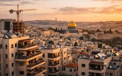 Modern Israeli residential skyline with construction cranes representing the 3 million homes milestone