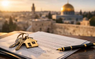 Judge's gavel resting on a stack of real estate contract documents representing Israeli legal reform
