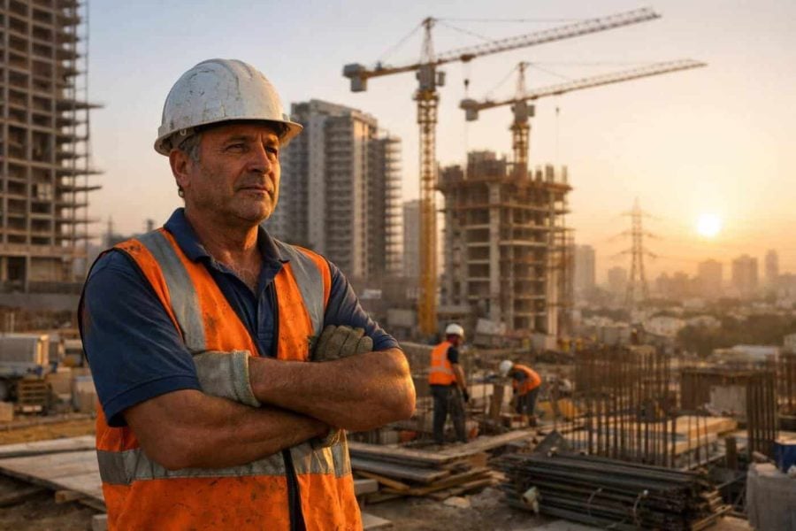 Construction cranes and new building developments in Israel amidst 2026 market changes